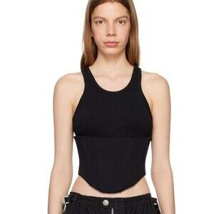 Dion Lee Cotton Black Float Corset Tank - Medium